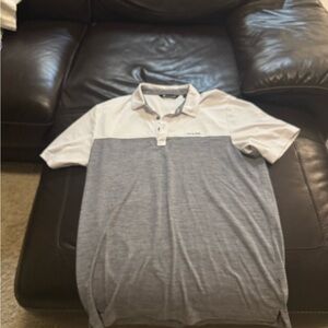 Travis Mathew Men's Gray and White Polo Shirt